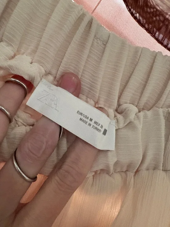 NWOT ZARA Cream Chiffon Pleated Maxi Skirt Medium - Picture 3 of 5